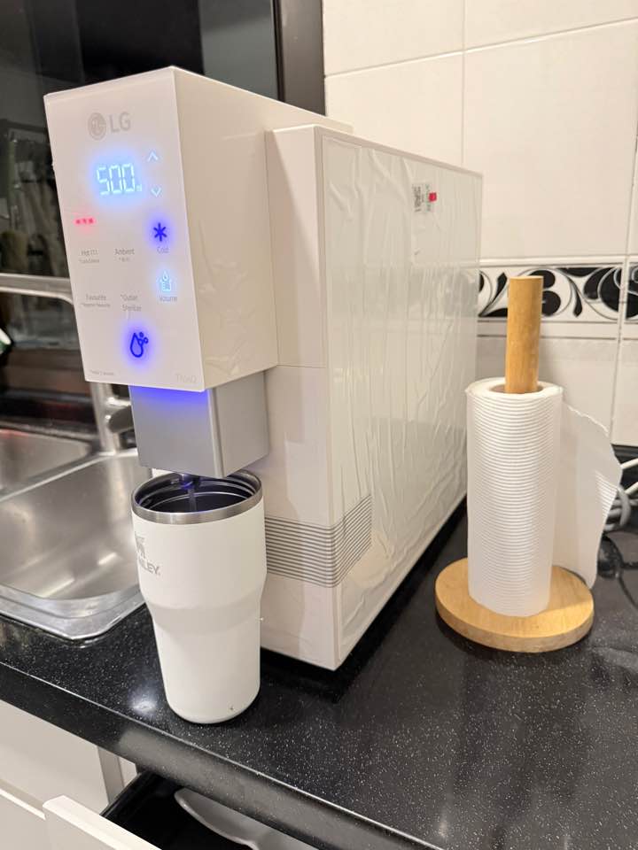LG water purifier installed on a kitchen counter in Singapore